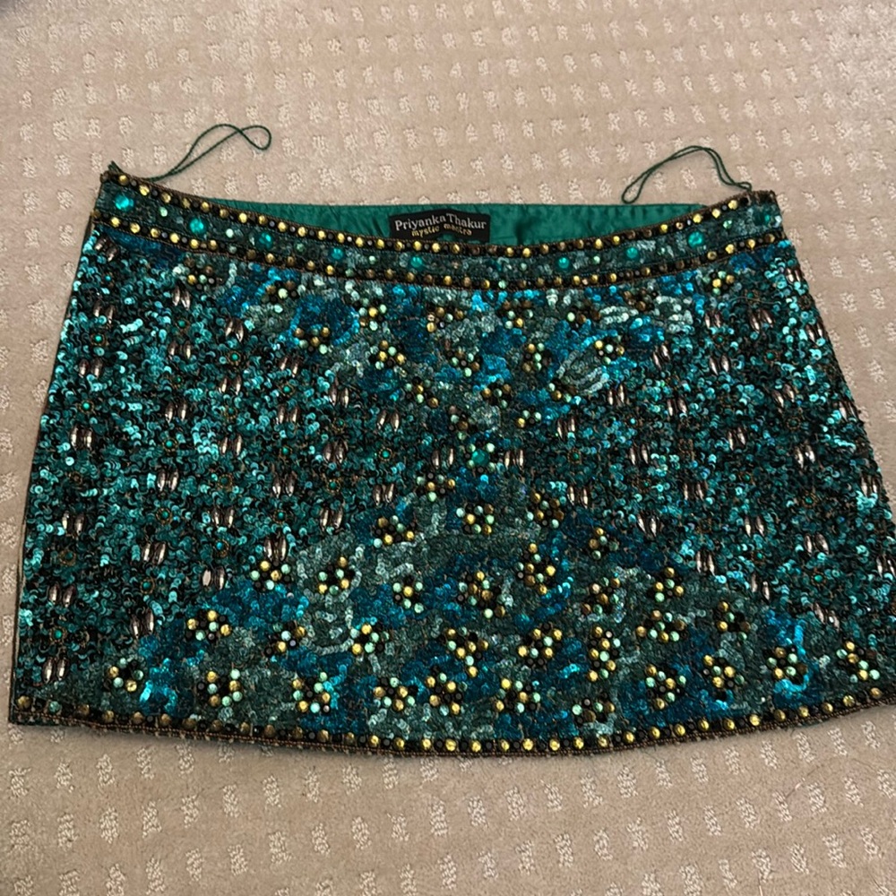 Green sequin skirt